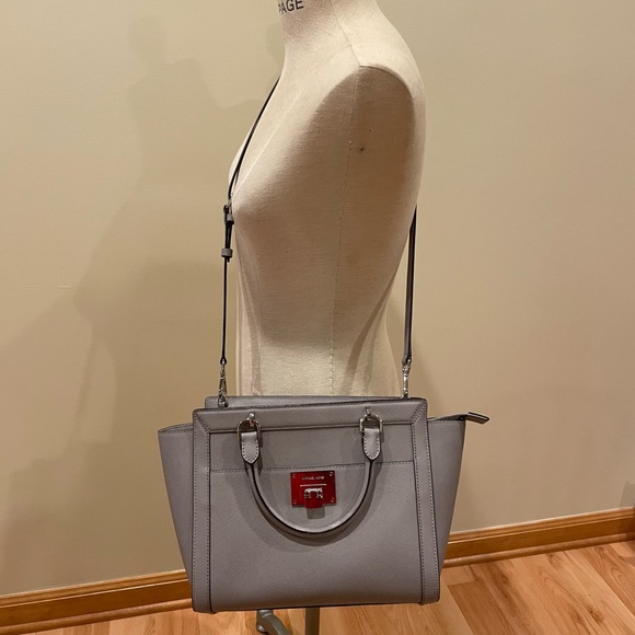 Michael Kors Tina Pearl Grey Top Zip Satchel - Picture 3 of 8